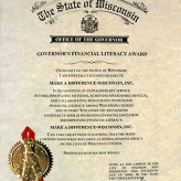 Make A Difference – Wisconsin receives 2008 Governor’s Financial Literacy Award Make A Difference – Wisconsin receives 2008 Governor’s Financial Literacy Award